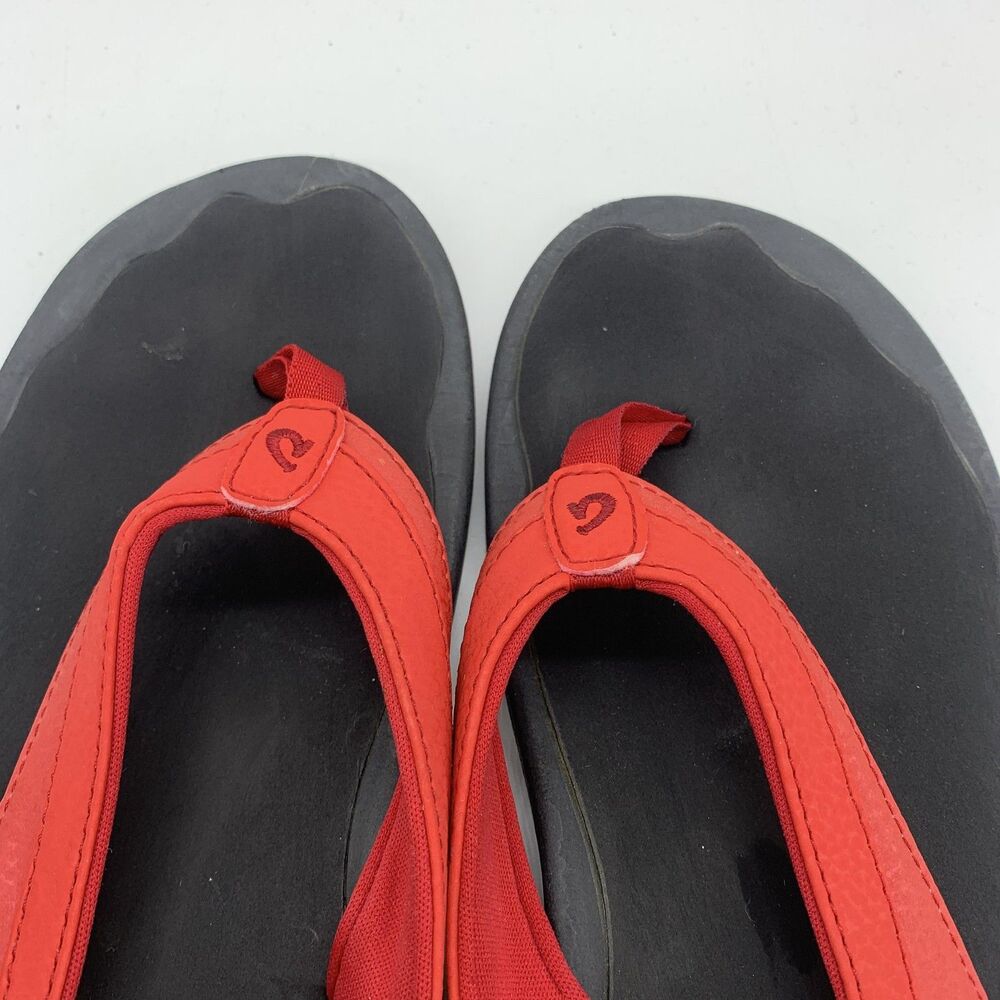OluKai Sandals Womens Size 9 Red Flip Flop Cushioned Comfort Beach Synthetic - Picture 9 of 10